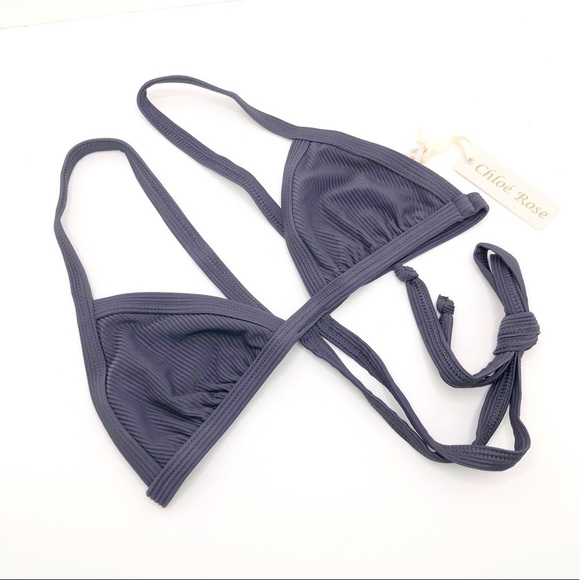 𝅺Chloe Rose Gray ribbed bikini top - Picture 1 of 13